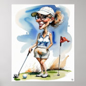 Frau Golfer - Golfer - Golf Art Print Poster (Vorne)