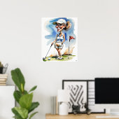 Frau Golfer - Golfer - Golf Art Print Poster (Heimbüro)