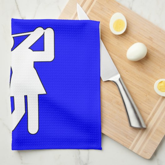 Frau Golfer - Golfzeichen Geschirrtuch (Viertel Falte)