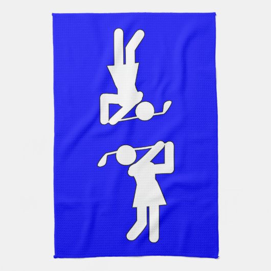 Frau Golfer - Golfzeichen Geschirrtuch (Vertikal)