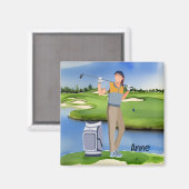 Frau Golfer ist auf dem Golfplatz Magnet (Vorderseite/Rückseite)