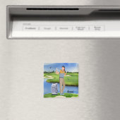 Frau Golfer ist auf dem Golfplatz Magnet (In Situ (Geschirrspüler))