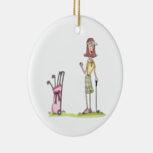 Frau Golfer Keramik Ornament (Rechts)