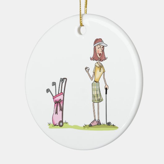 Frau Golfer Keramik Ornament (Links)