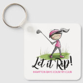Frau Golfer "Lass es Rip!" Golf Club Mitglied Spaß Schlüsselanhänger (Vorderseite)