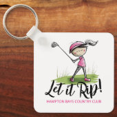 Frau Golfer "Lass es Rip!" Golf Club Mitglied Spaß Schlüsselanhänger (Vorderseite)