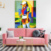 Frau Golfer - Leinwand Art Print (Insitu (Wohnzimmer))