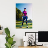 Frau Golfer - Leinwand Art Print Poster (Heimbüro)