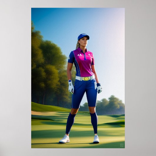 Frau Golfer - Leinwand Art Print Poster (Vorne)
