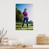 Frau Golfer - Leinwand Art Print Poster (Küche)
