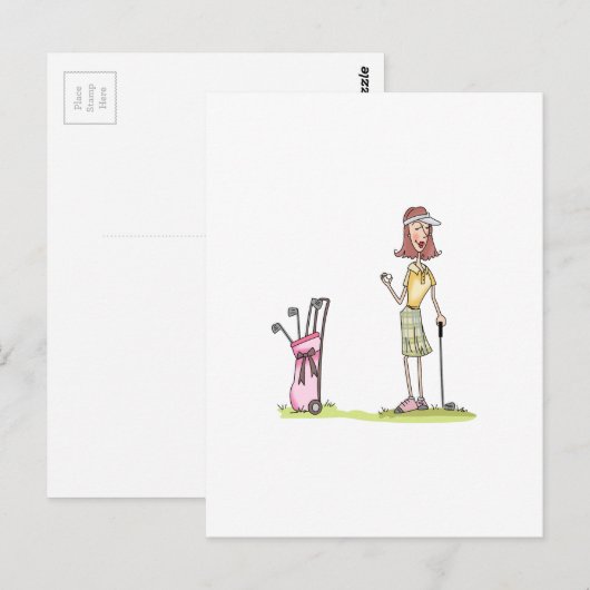 Frau Golfer Postkarte (Vorne/Hinten)