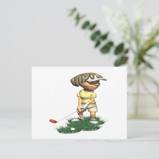 Frau Golfer Postkarte (Stehend Vorderseite)