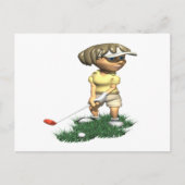 Frau Golfer Postkarte (Vorderseite)
