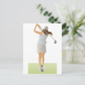Frau Golfer Postkarte (Stehend Vorderseite)