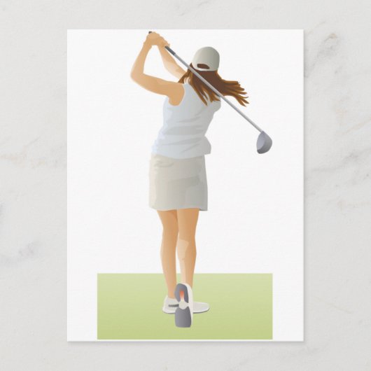 Frau Golfer Postkarte (Vorderseite)