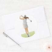 Frau Golfer Runder Aufkleber (Umschlag)