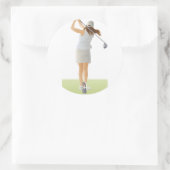 Frau Golfer Runder Aufkleber (Tasche)