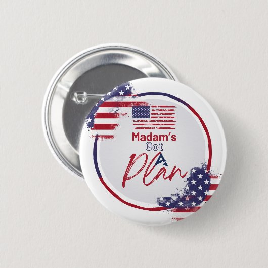 Frau Got eine Plan Patriotic American Flag Button (Vorne & Hinten)