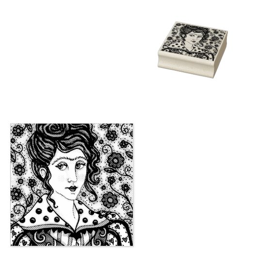 FRAU, GOTHISCHE PORTRAIT RUBBER BRIEFMARKE GUMMISTEMPEL (Stempel)