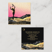 *~* Frau Göttin Rosa Gelbe Pastel Glitzer Moon Quadratische Visitenkarte (Vorne/Hinten)