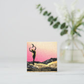 *~* Frau Göttin Rosa Gelbe Pastel Glitzer Moon Quadratische Visitenkarte (Stehend Vorderseite)