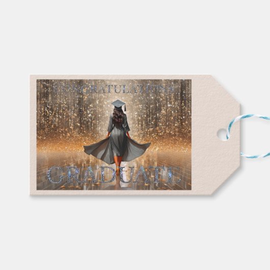 Frau Graduate Herzlichen Glückwunsch Geschenkanhänger (Vorderseite (Horizontal))