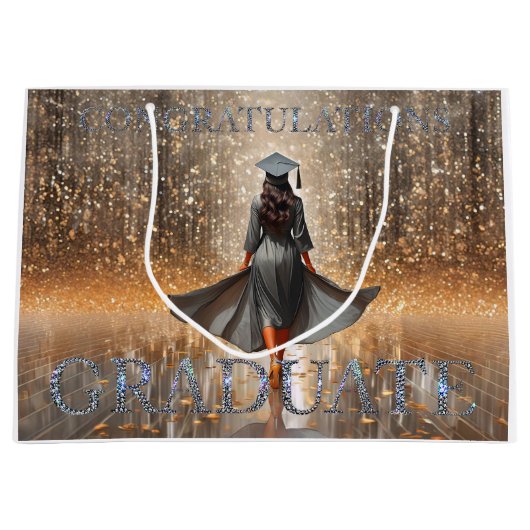 Frau Graduate Herzlichen Glückwunsch Große Geschenktüte (Vorderseite)