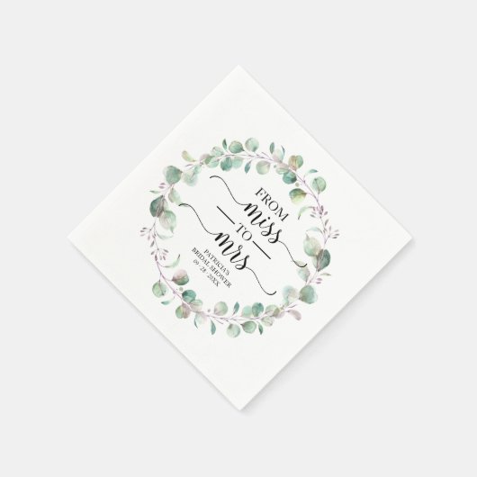 Frau Greenery Eucalyptus Brautparty Serviette (Ecke)