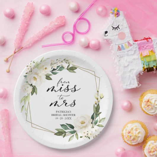 Frau Greenery Geometric Brautparty Pappteller (Party)