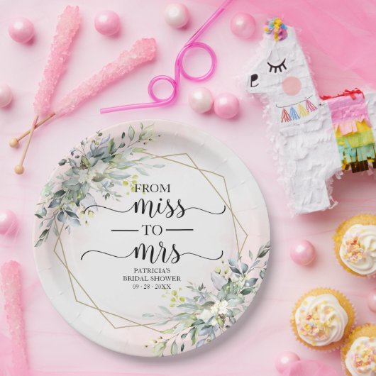 Frau Greenery Geometric Brautparty Pappteller (Party)