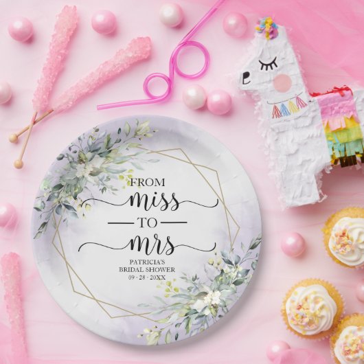 Frau Greenery Geometric Brautparty Pappteller (Party)