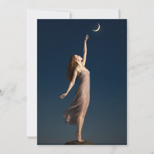 Frau greift nach dem Mond Karte (Vorderseite)