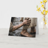 Frau greift nach Jesus Karte (Gelbe Blume)