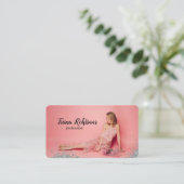 Frau Haar Rosa Party Posing Visitenkarte (Stehend Vorderseite)