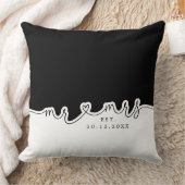 Frau Heart Script Schwarz-weiß Wedding Pillow Kissen (Decke)