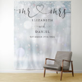 Frau Heart Script Winter Wedding Foto Hintergrund Wandteppich (Beispiel)