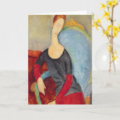 Frau Hebuterne in blauen Chair, 1918 Karte (Gelbe Blume)