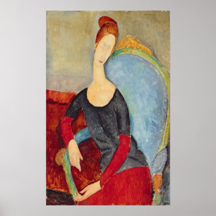 Frau Hebuterne in blauen Chair, 1918 Poster