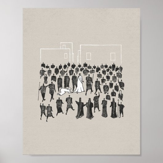 Frau heilt am Rande Jesu’ Kleides Poster (Vorne)