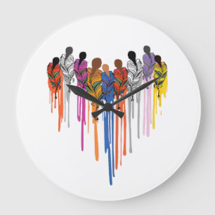 Frau Herzform Wasserfarbe Native American Große Wanduhr