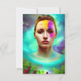 Frau Hiden Portrait auf einem antiken Planeten Dankeskarte