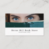 Frau hinter Buch, Buchladen Visitenkarte (Vorderseite)
