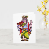 Frau Hippie Santa Karte (Gelbe Blume)