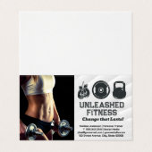 Frau Holding Dumbells | Gym Equipment Icons Visitenkarten (Außenseite Aufgefaltet)