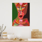 Frau hört heiße Musik Poster (Küche)