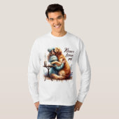 Frau Hugging Dog T-Shirt (Vorne ganz)