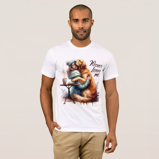 Frau Hugging Dog T-Shirt (Vorne ganz)