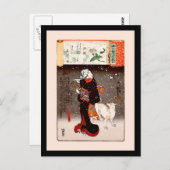 Frau & Hund in Snow Kuniyoshi Kunst, Dichtung und  Postkarte (Vorne/Hinten)