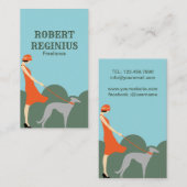 Frau Hund Vintag Art Deco Visitenkarte (Vorne/Hinten)