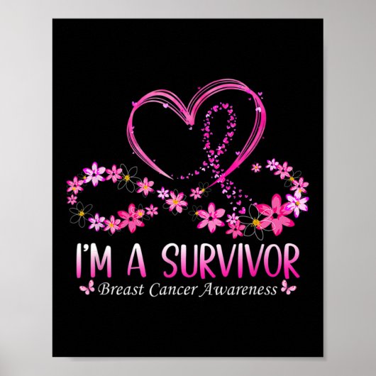 Frau Ich bin eine Überlebende Brustkrebs Bewusstse Poster (Vorne)